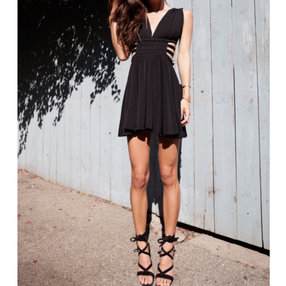 Black Grecian Pleated Cut out Black Mini XS